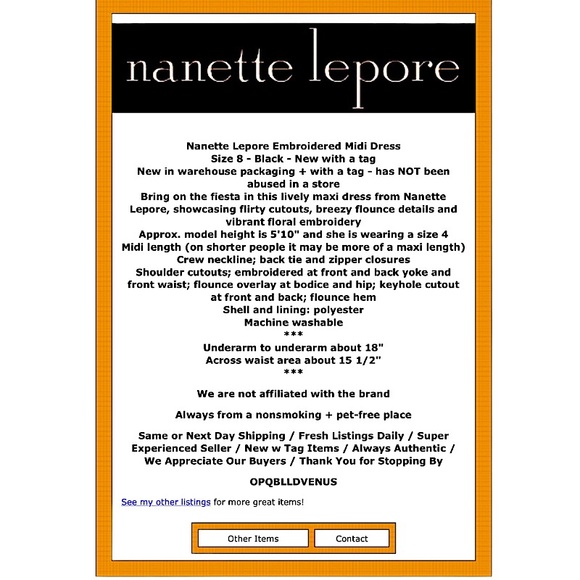 Nanette Lepore Embroidered Midi Dress 8 Black Bold Embroidery Special Occasion - Picture 2 of 11